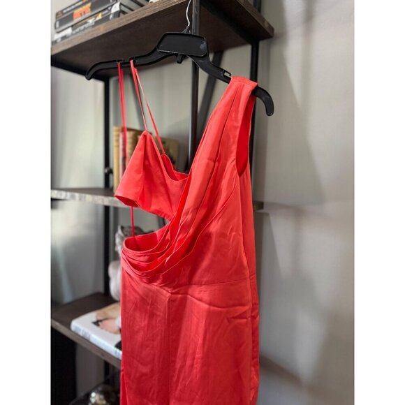 Amur Blynn Satin Cut Out Jumpsuit Spicy Coral Womens Size 2 - Picture 7 of 10